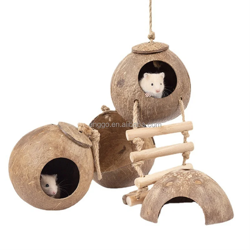 Parrot Bird Hamster Landscape Decor Lizard Spider Gecko Crawling Pet Shelter Hermit Crab Pet Supplies Coconut Shells Pet Nest