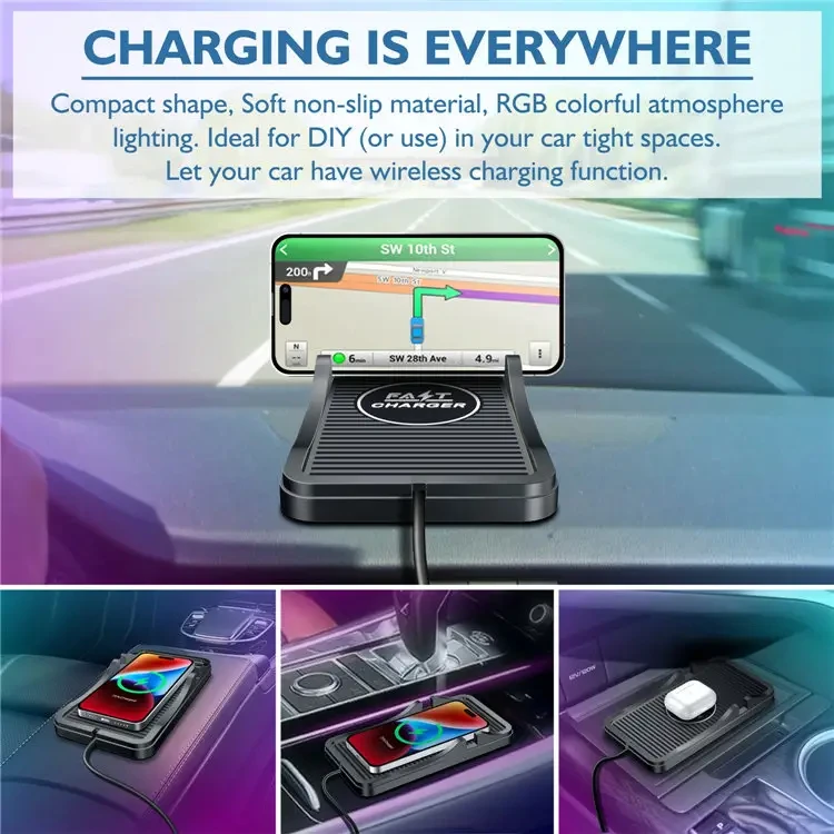 Wireless Car Charger Pad Qi Fast 15W 10W 7.5W Charging Mat Stand Holder For iPhone Compatible Samsung LG Xiaomi Android Phone