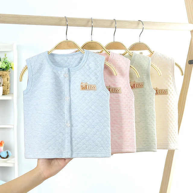 
Baby cartoon comfortable and warm sleeveless vest boys and girls buttons children spring and autumn casual vest 