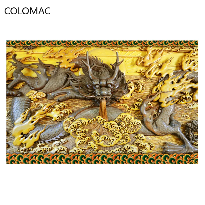 Colomac Custom Relief Dragon Good Luck Wallpaper KTV Hotel Background Large Mural Decorative Panel 3d Wall
