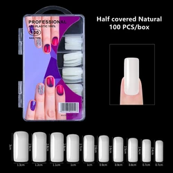 10 kinds size Natural Transparent 100 pieces nail tip with box French Full & Half Cover Fingernail ABS Artificial nails