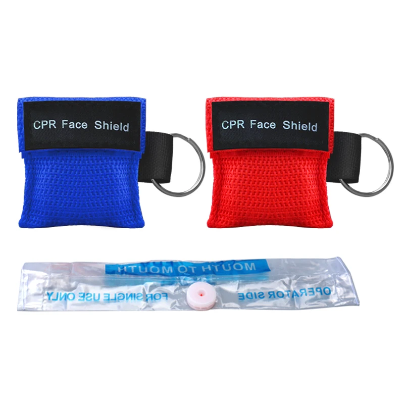 Mini Cpr Emergency Face Shield with One-way Valve Breathing Accept Custom logo CPR Mask Key chain shields key ring