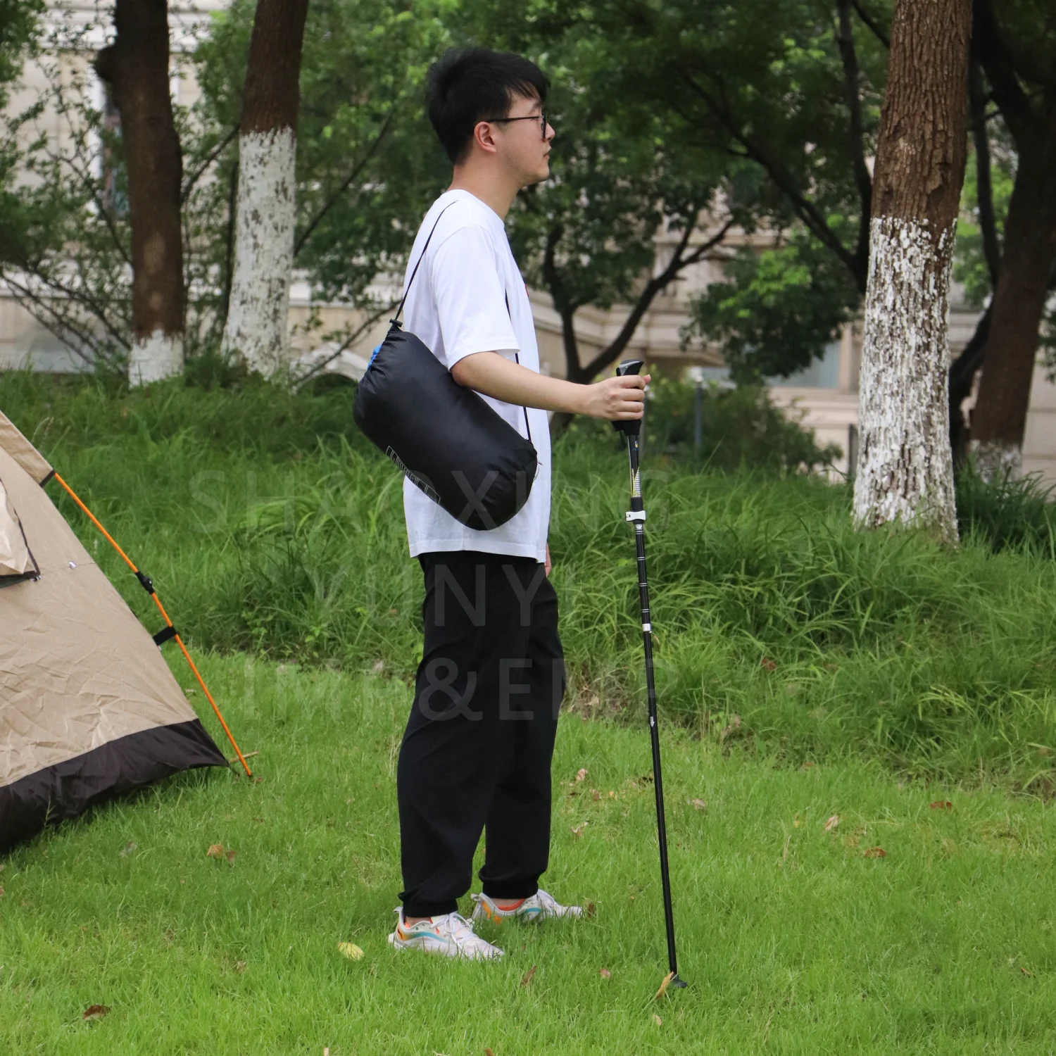 High quality non-slip EVA handle trekking poles foldable trekking cane for hiking mountaineering travel