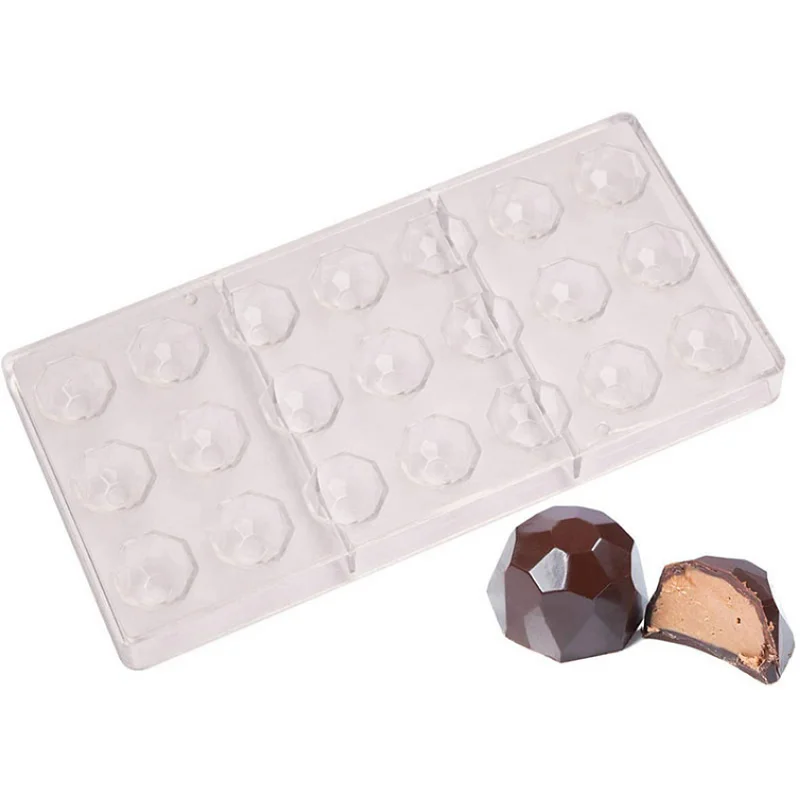 21 cavity diamond prismatic football shape PC polycarbonate material fondant cake candy moulds 3D clear plastic chocolate mold