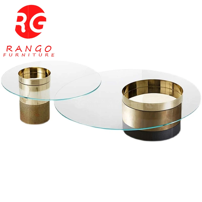 RG01 2022 Modern design stainless steel leg marble and silver coffee table living room furniture