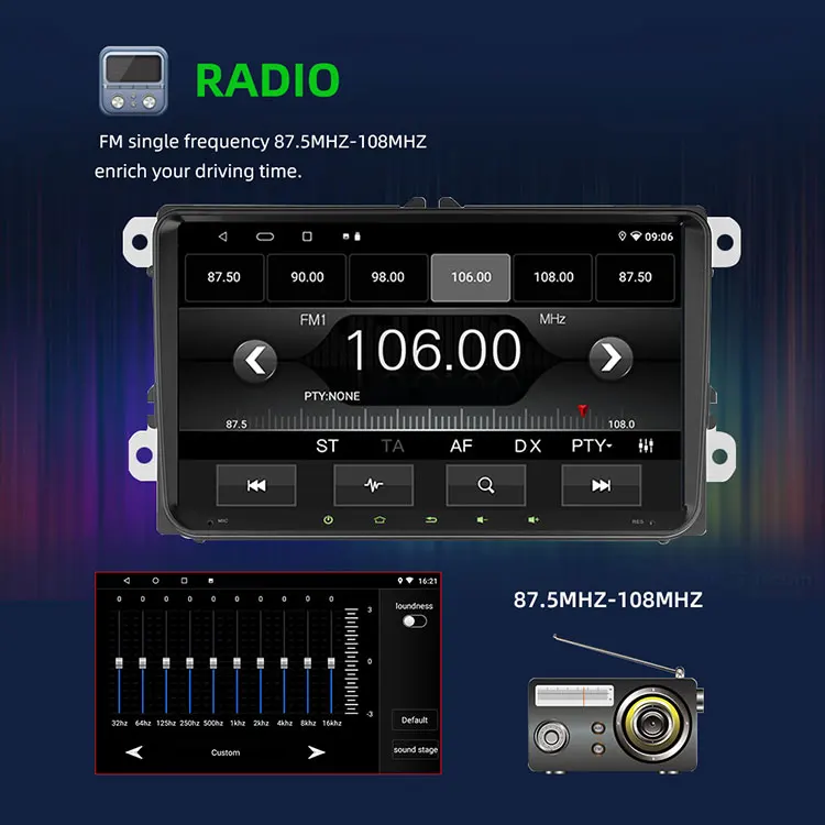 9inch Android 13 4+64G For VW Passt Golf Polo MK5/6 Caddy Amork wireless Carplay Car stereo Radio GPS WIFI BT