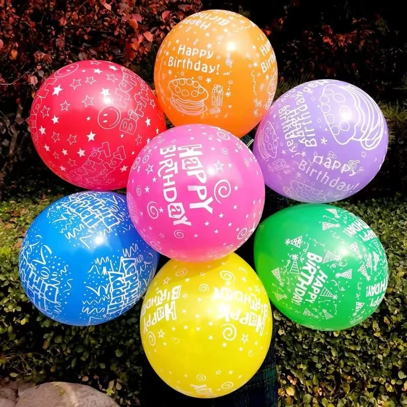 wholesale high quality 12inch happy birthday latex printed balloons or