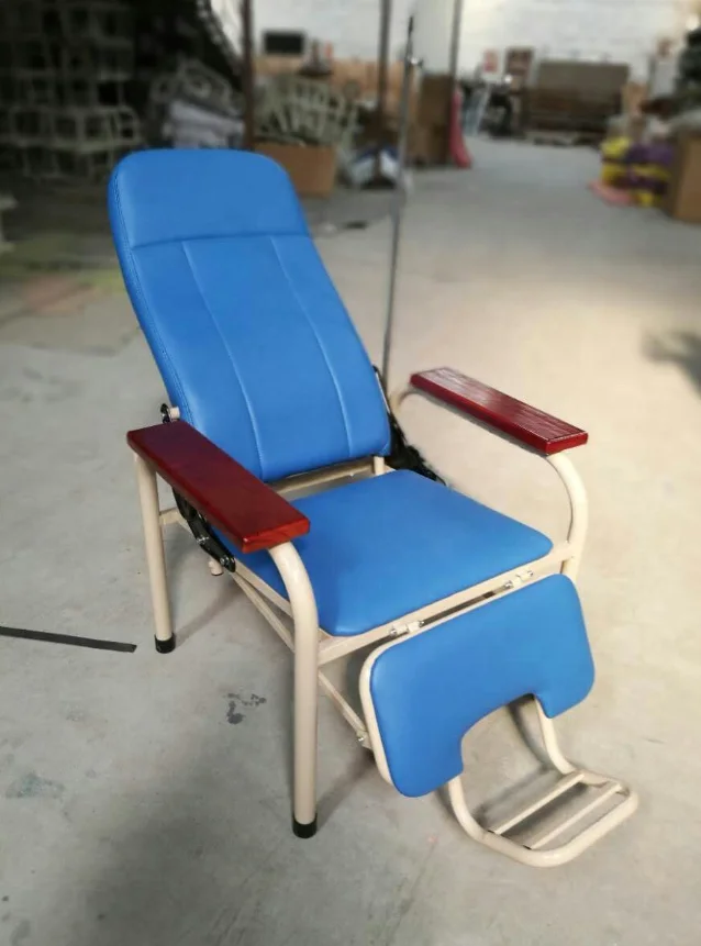 Hospital I.V. Patients Blue Manual Medical Clinic Chairs with Arm for Sale