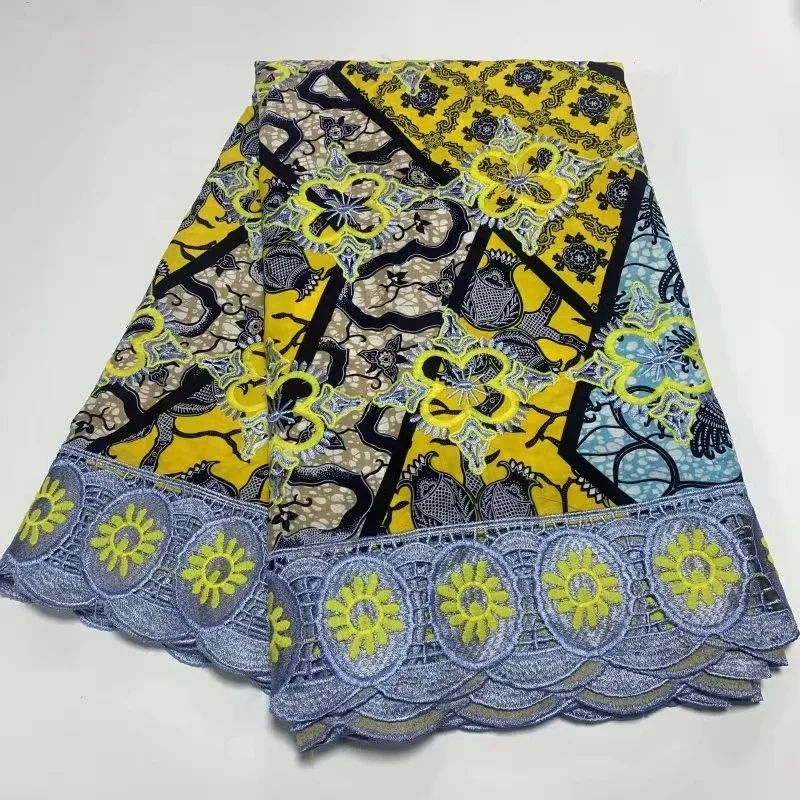 ACI New Arrivals African Wax Print Ankara Lace Fabric 6 Yards In 100% Cotton Soft Quality Embroidery Fabric