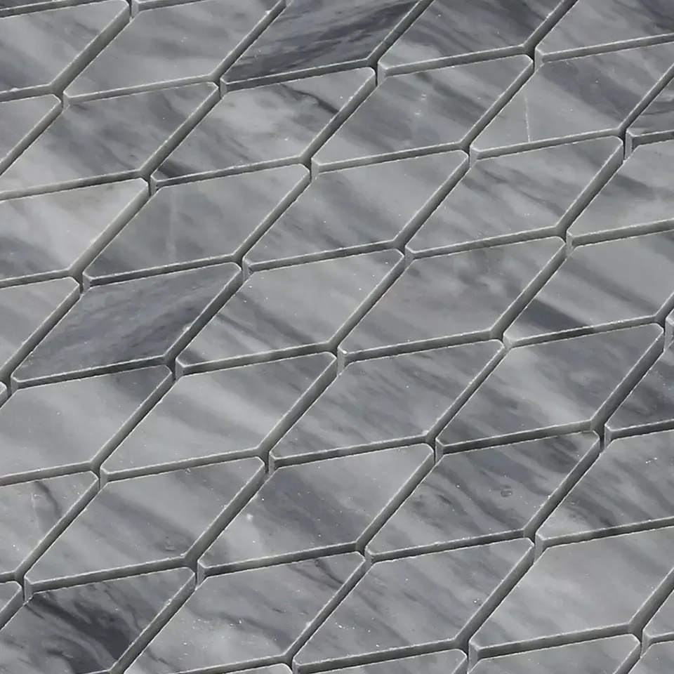 Diamond Shape Bardiglio Grey Marble Mosaic Tiles for Kitchen Backsplash Decoration