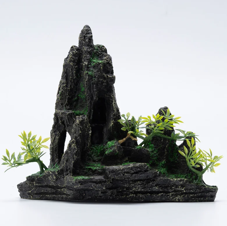 Aquarium Mountain View Stone Ornament Fish Tank Decoration Fish Hiding Cave