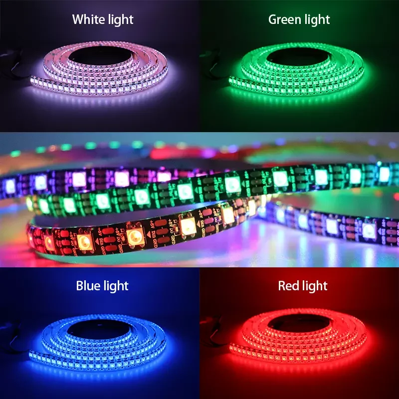 2812 RGB LED Pixels Strip 5050 Built-in WS2812B Smart IC IP30/65/67 Waterproof 30 60 144 LEDs/M Addressable Flexible Light Bar