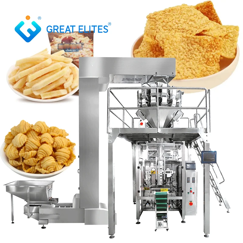 Automatic 10 /14 head weighing nitrogen puffed food crisps packaging machine banana potato chips packing machine
