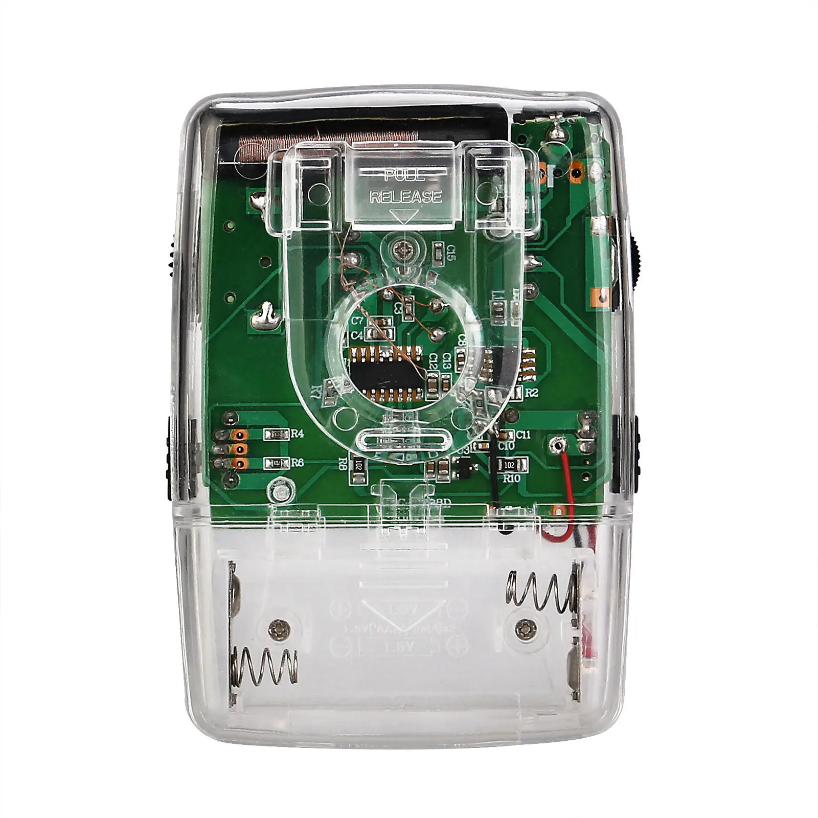 AM FM Stereo Pocket Radio Transparent Design with Earphone Portable for Prison Use