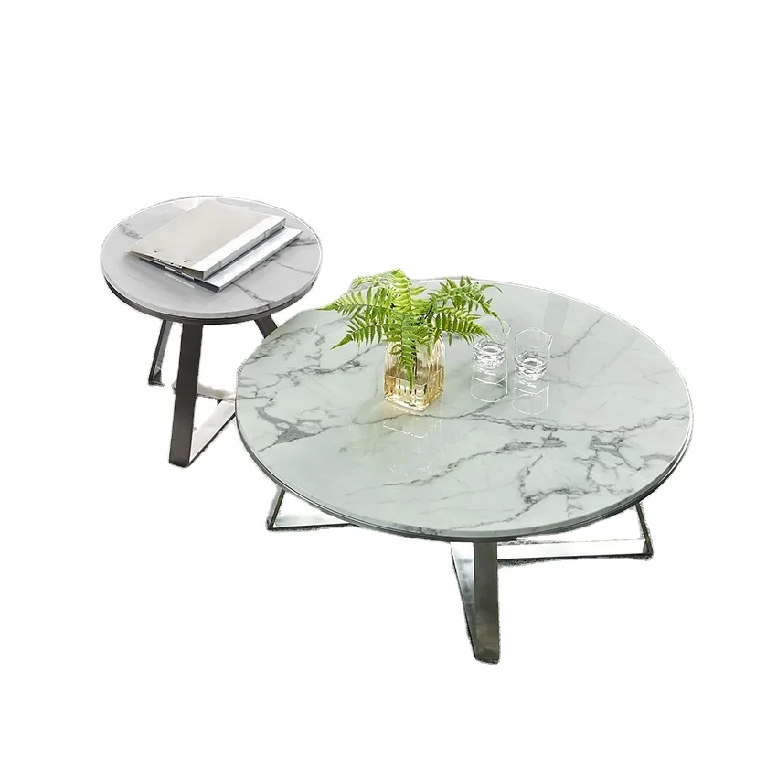 Wholesale  modern marble Coffee Tables Metal Customized Steel Stainless Style Sets Living  Room Tea table