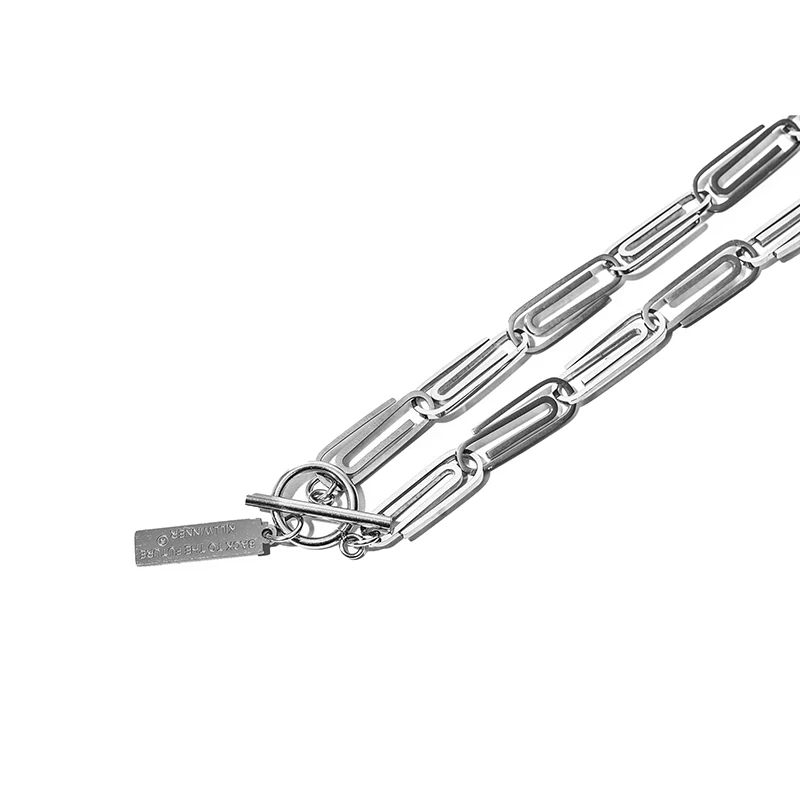 Killwinner Unisex High Street Style Trend Titanium Steel Simple Paper Clip Design Necklace for Men