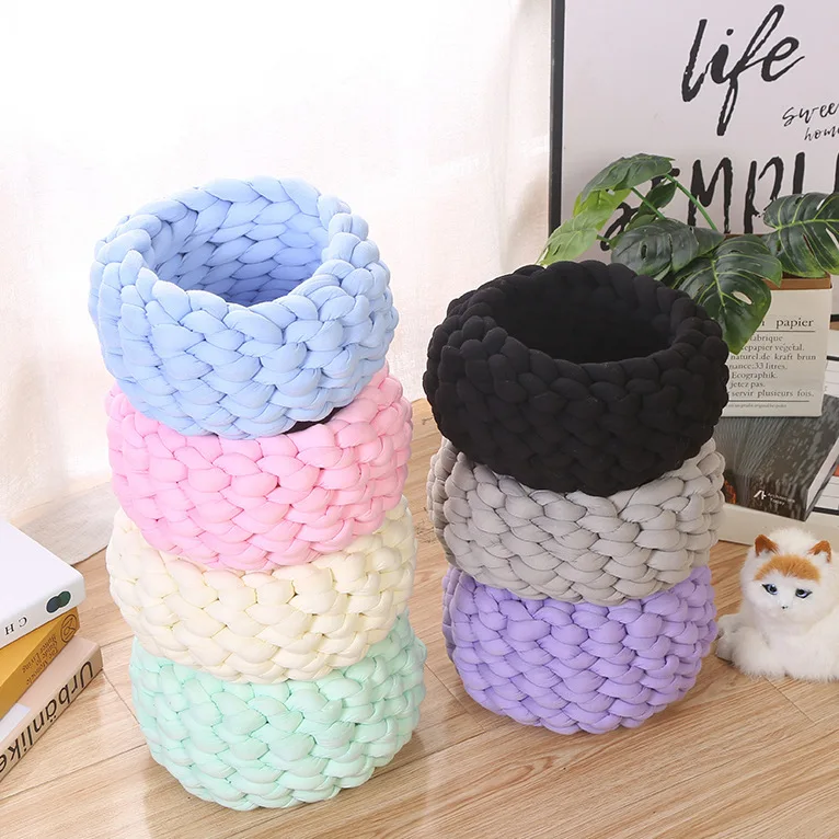 Chunky Braid Cat Bed Woven Basket Warm Woven Cat Nest Cozy Cuddler for Dogs & Cats Basket Bed Hand Manual Knitted Pet Bed