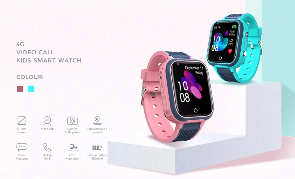 Casmoo Hot Sale Waterproof Student Kids Gift Phone Watch 4g Video Call Gps Smartwatch For Kids With Hd Camera