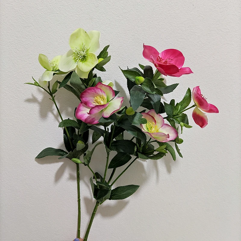 Attractive Faux Helleborus Flower Silk Christmas Rose Flowers Artificial Helleborus Flowers For DIY Floral Arrangement