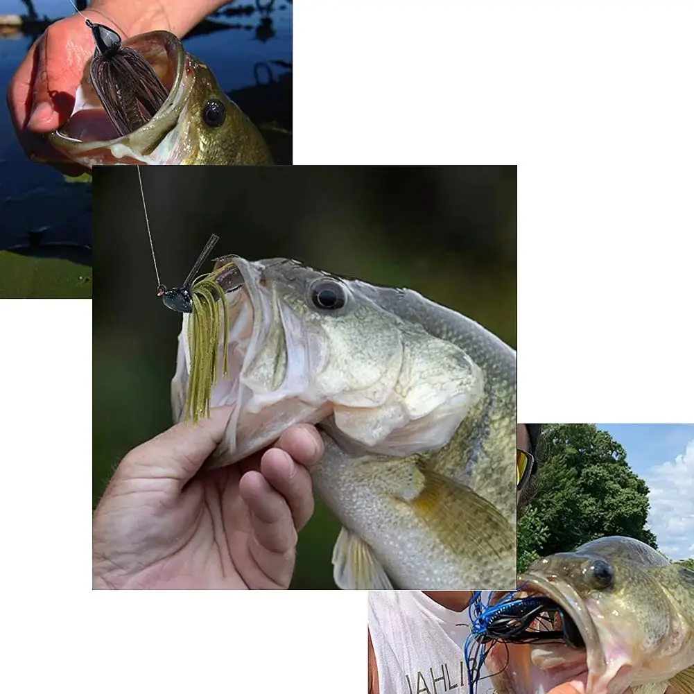 7g 10g 14g Sea Bass Lead Hook Silicone Skirt Anti-hanging Bottom Flipping Freshwater Jig Lead Hook Buzz Bait Fishing Lure