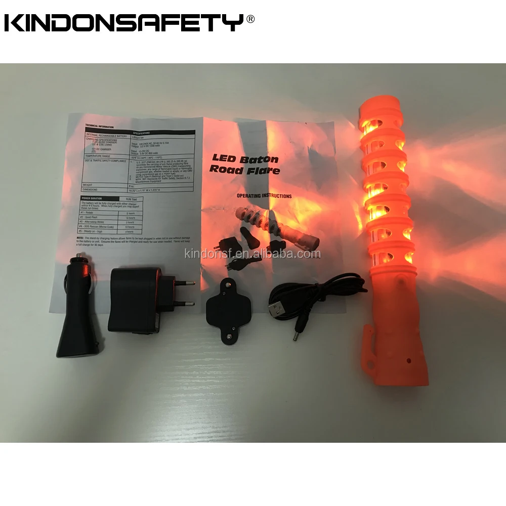 Rechargeable LED Traffic Warning Baton magnetic traffic stick for road safety