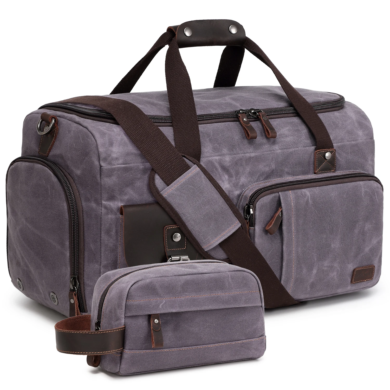 N-79 Nerlion Custom Fashion Vintage Tote Weekend Duffle Bag Overnight Luggage Waterproof Men Waxed Canvas Travel Duffel Bag