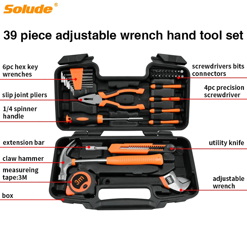 Solude Custom Logo Hard Plastic Screwdriver Spanner Hammer Mechanical Engineering Tool Box