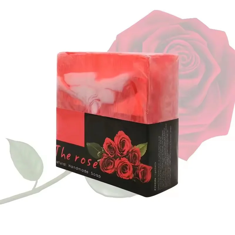 100g rose essential oil soap with label moisturizing and degreasing cleansing soap bath soap wholesale