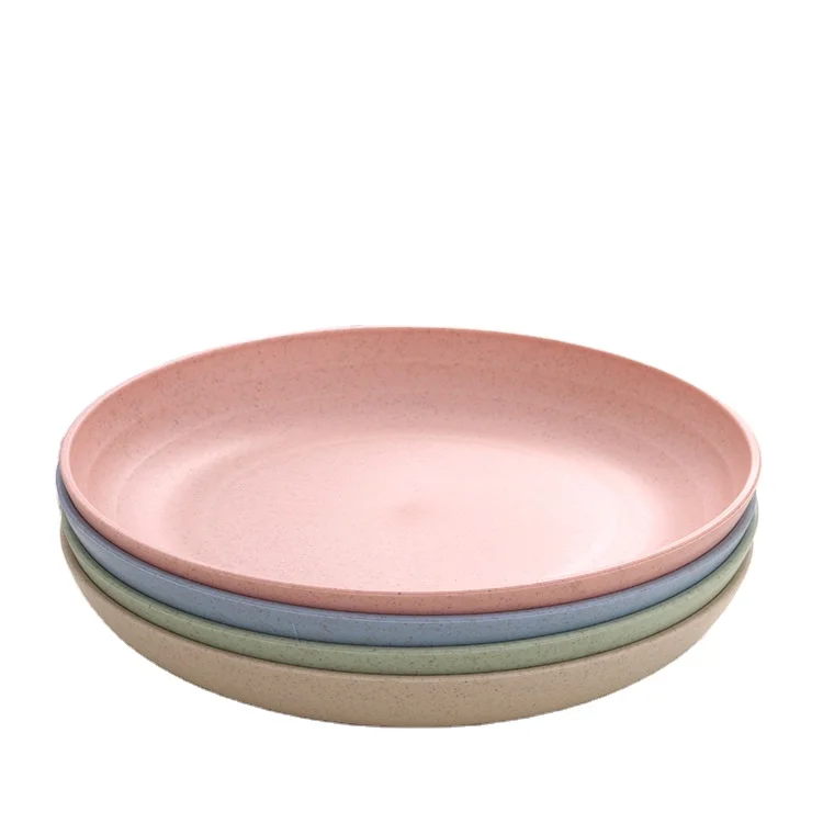 Eco Friendly Environmental Protection  Large  Round  Kitchen Plates 10inch  Wheat Straw Dinner Plates