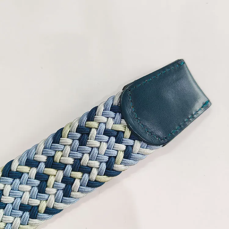 Плетеные эластичные ремни унисекс в стиле гольф для отдыха плетеные с верхним кожаным ремнем из полиэстера