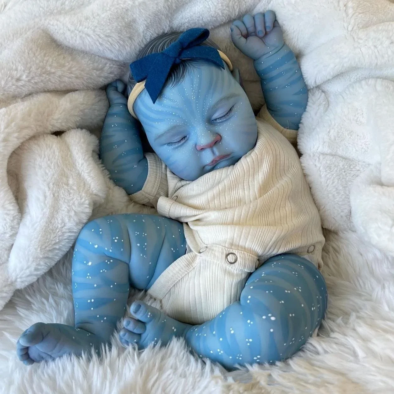 NPK peaches Avatar-19inch Cloth Newborn Baby Doll Ward Reborn Baby Size Real Picture Handmade 3D Skin Rooted Hair Visible Veins