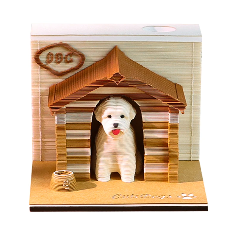 Sweetmade Cute Dog 3D Model Sticky Notes Papercraft For Living Room Decoration