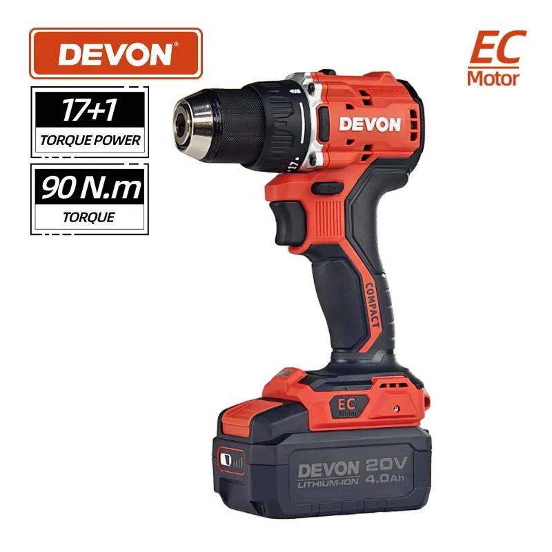 5203-Li-20 DEVON Other Electric Drills Cordless Power Drill Machine 20V Battery Operated Hand Drill