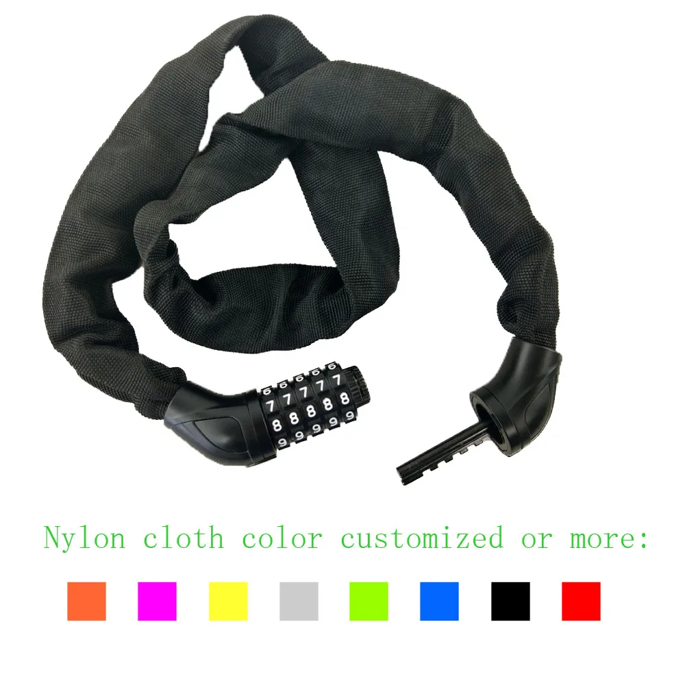 heavy duty 5 codes bicycle chain lock, customized combination chain lock Small code bicycle chain lock