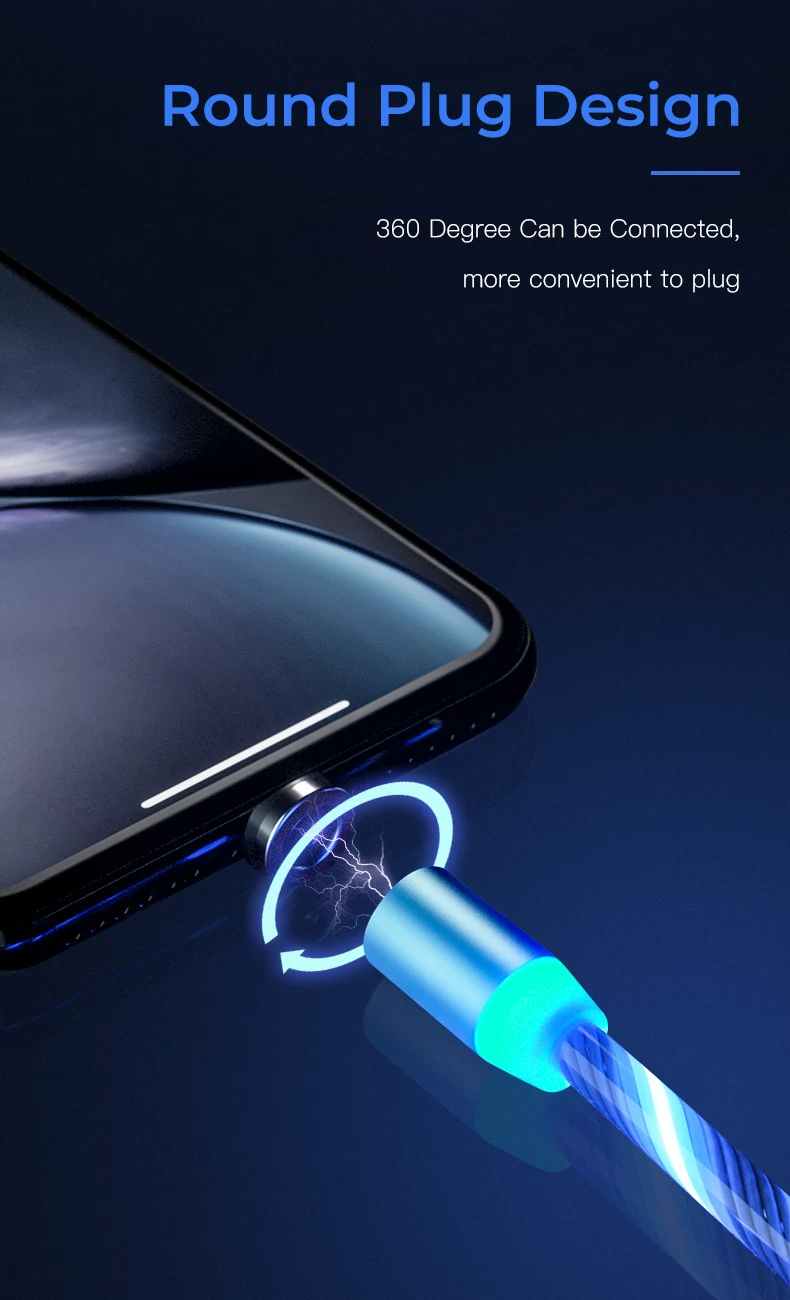  Лидер продаж кабель 3 в 1 со светодиодной подсветкой магнитный Micro Android lightning Type C Магнитный зарядный для