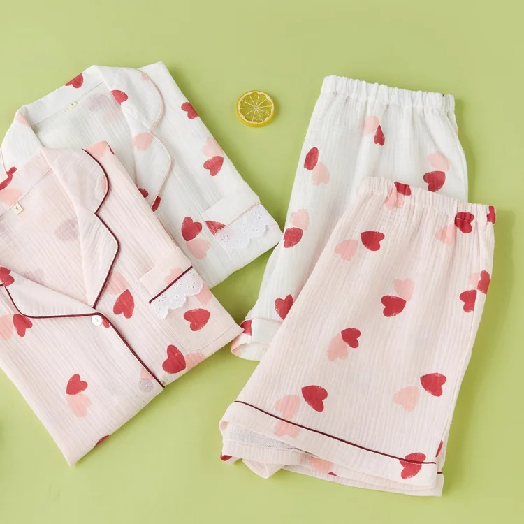 Wholesale Loungewear Pink Soft Satin Sleepwear Short Sleeve Women Pajamas Set