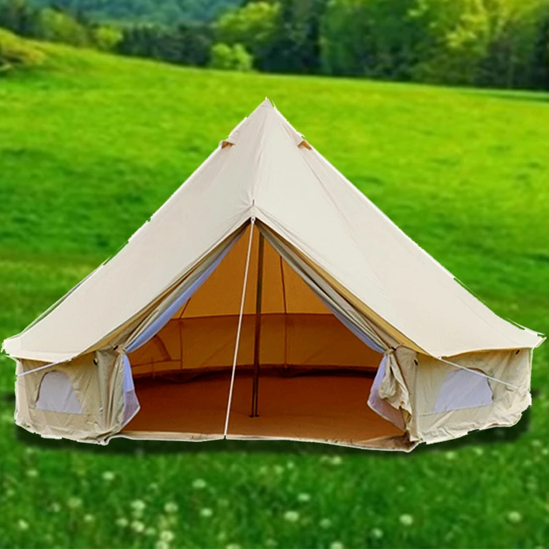 S Bestselling 5-8 Person 4*4M Camping Rainproof Pyramid Cotton Cloth Bell Tent