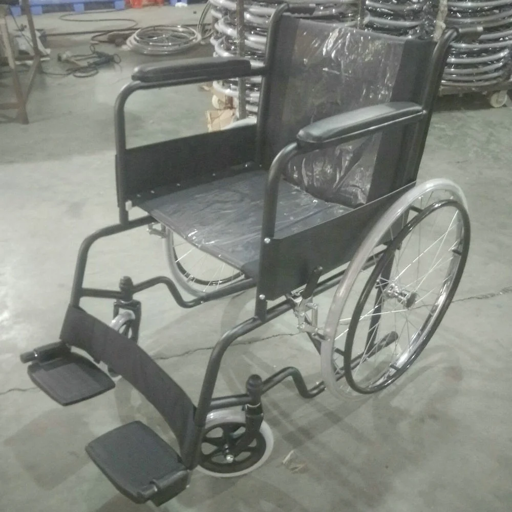 2024year Foshan Factory 809 Cheap Powder Coated Black Color Steel Manual Wheelchair