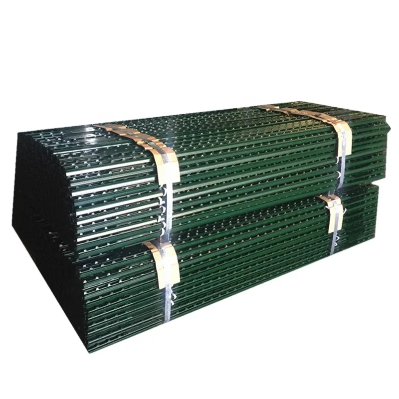 American Steel Galvanized/Green Studded T Fence Post