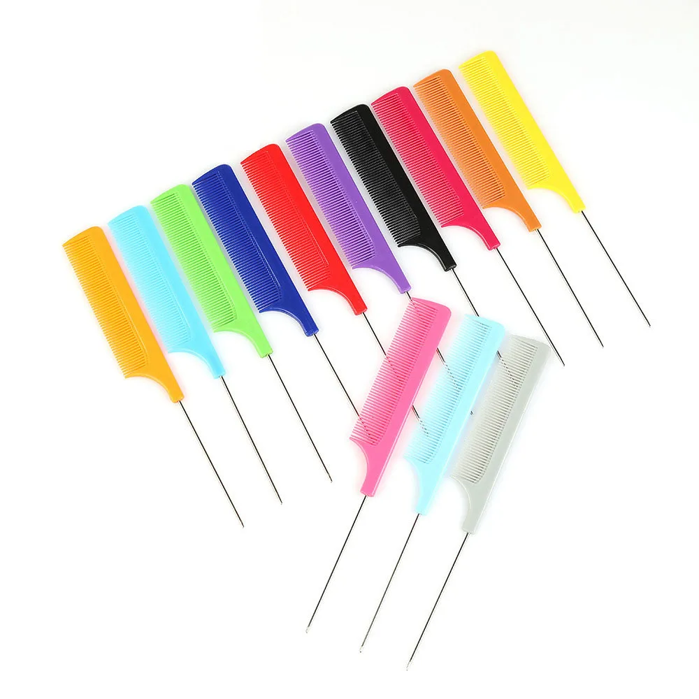 Wholesale anti static plastic parting hair comb salon baber rat tail comb custom logo braiding comb