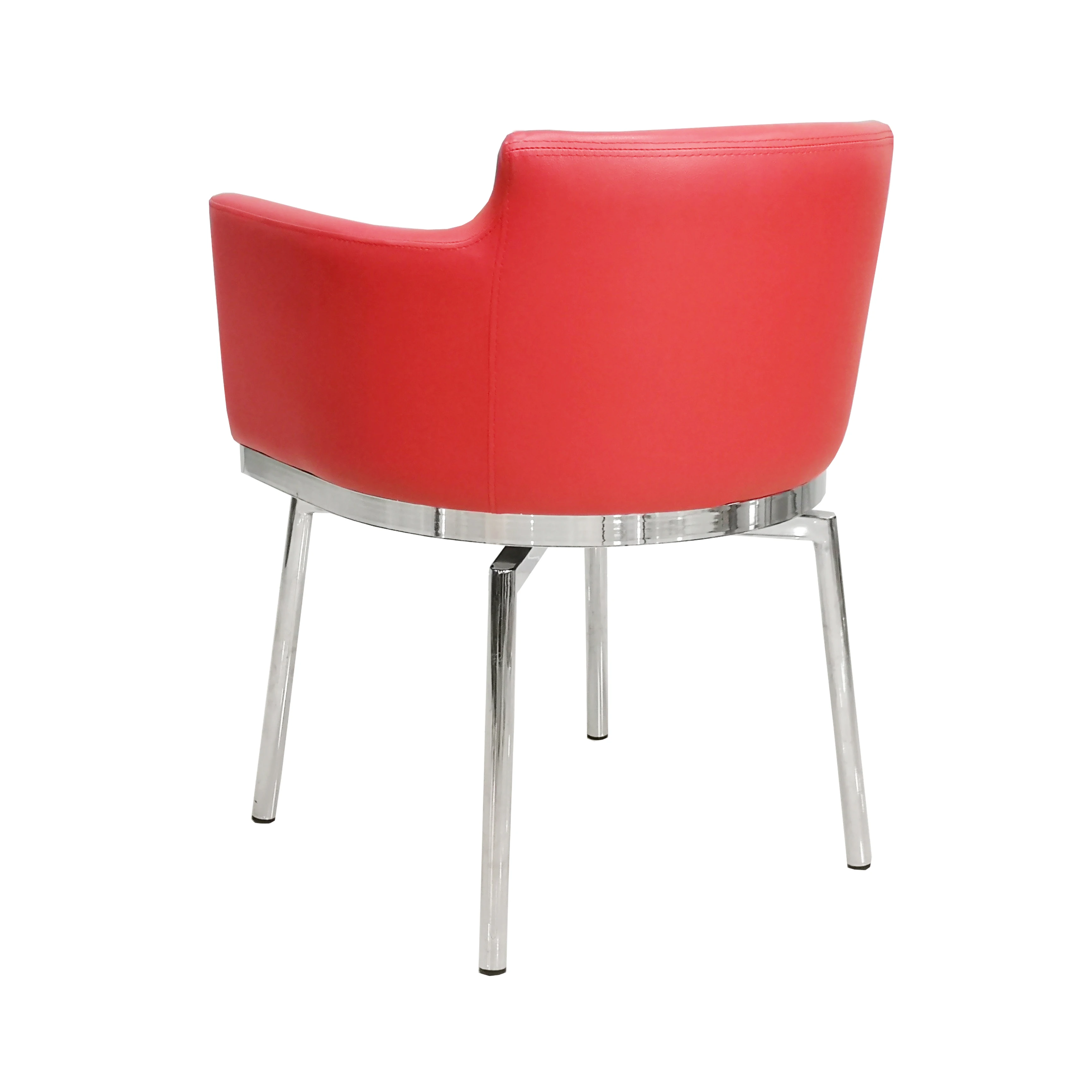 Nordic cushioned dining chair with metal legs steel and leather dining chair