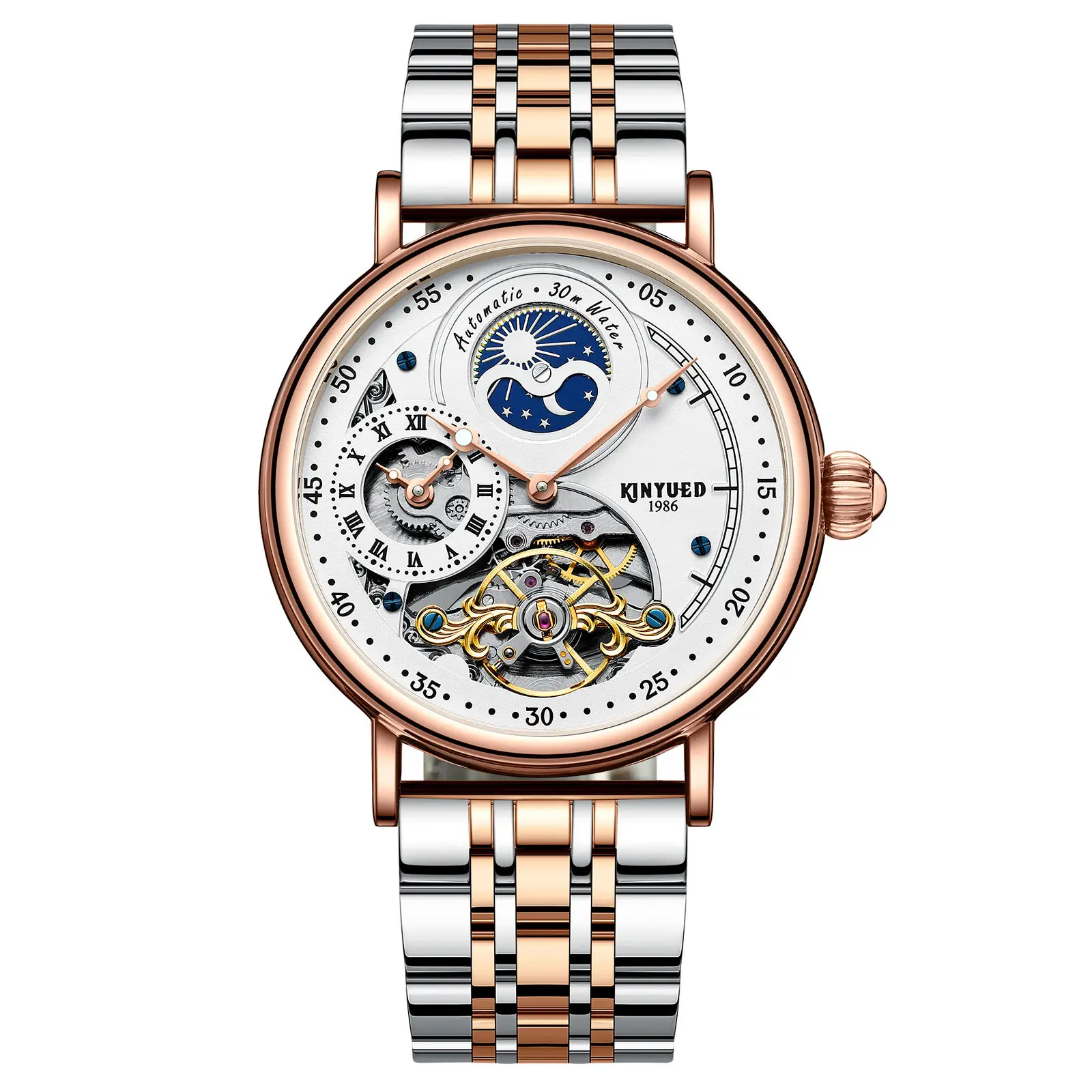 Factory price Tourbillon Moon Phase black dial mens watches automatic luxury mechanical watches for men