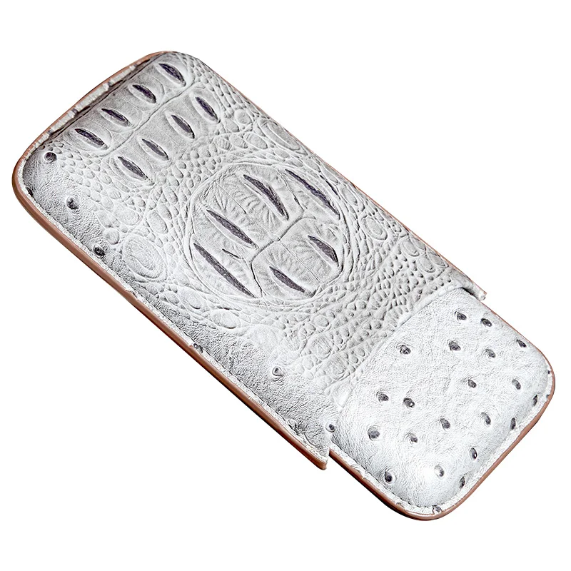 New Fashioned 3 Pack Grey Personalized Travel Alligator Leatherette Cigar Case Support Custom Logo