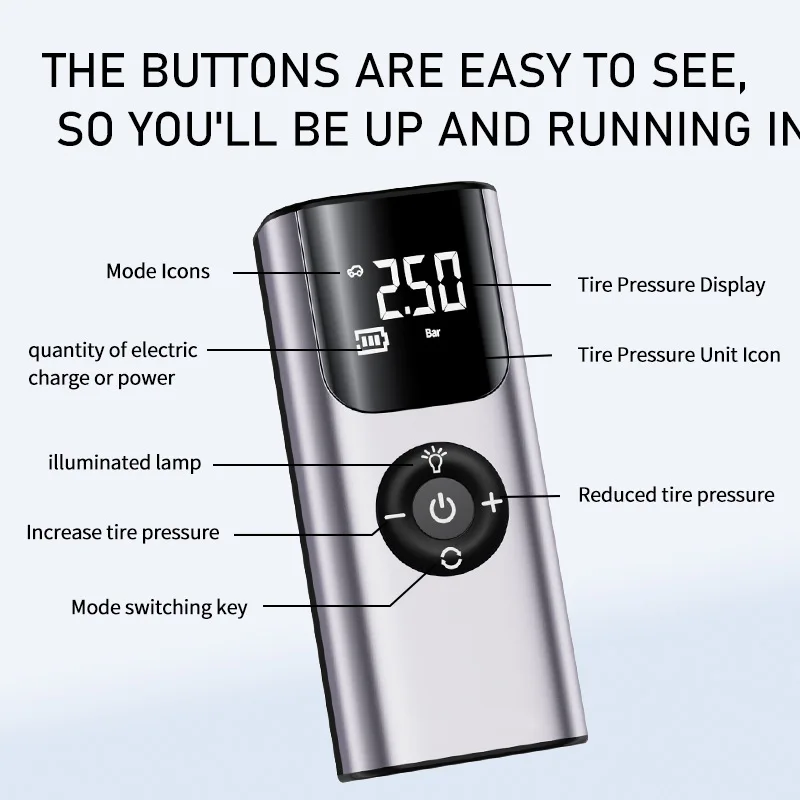 QS002 150PSI Portable Wireless Car Air Pump Rechargeable Battery Electric Tire Inflator Car Accessories Color Box CE Certified