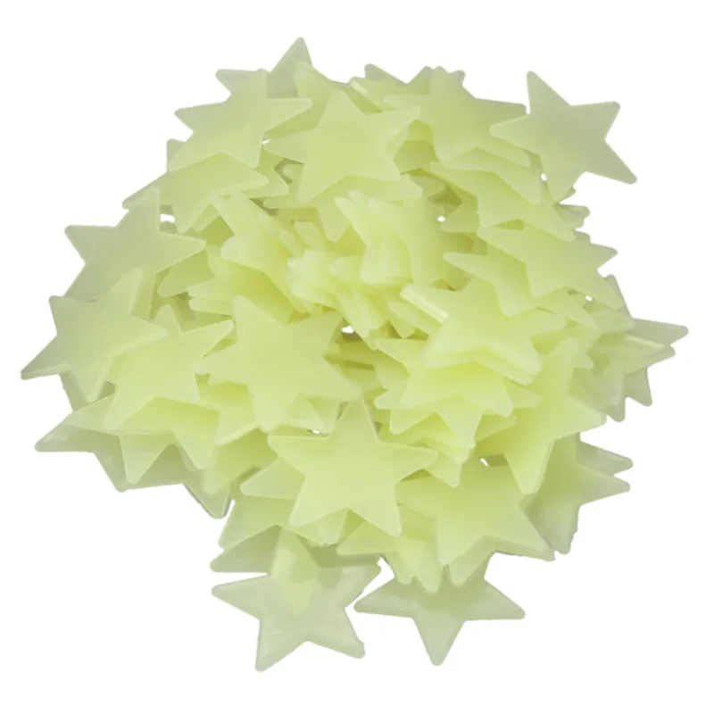 
100 Pcs Blue Glow in The Dark Luminous Stars Fluorescent Noctilucent Plastic Wall Stickers Murals Decals for Home Art Decor 