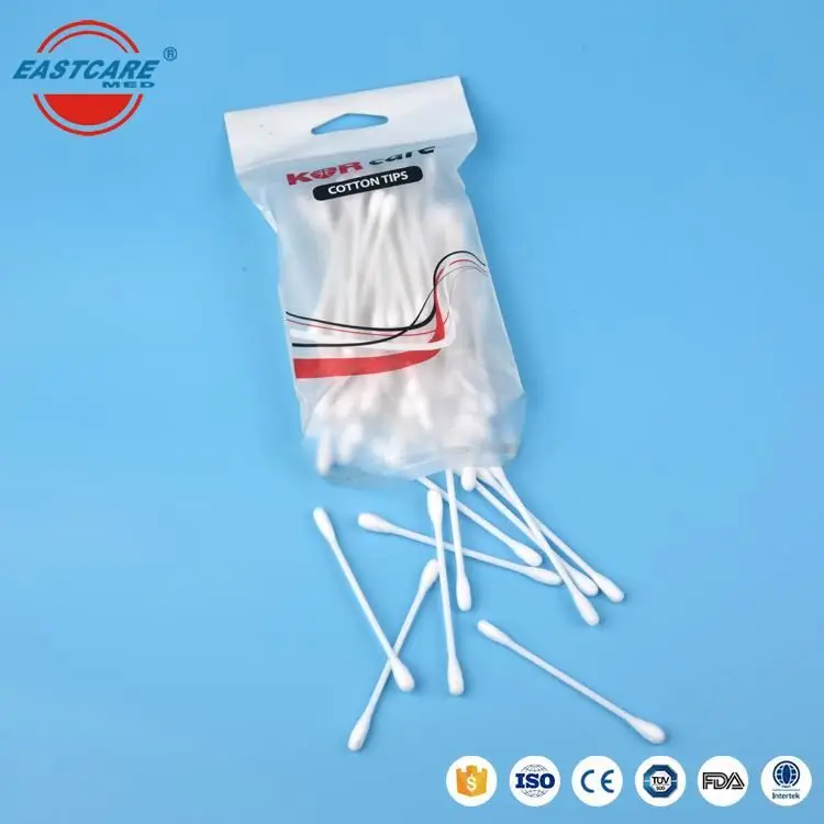 Cheap price high quality medical double round head cotton buds plastic stick premium pure sterile white cotton swab
