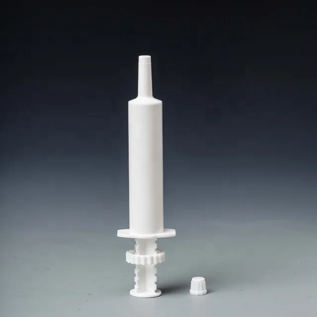 wholesale Animal Health Medicine Packaging HDPE 30ml Plastic Disposable Medical Veterinary Syringe With Colored Cap