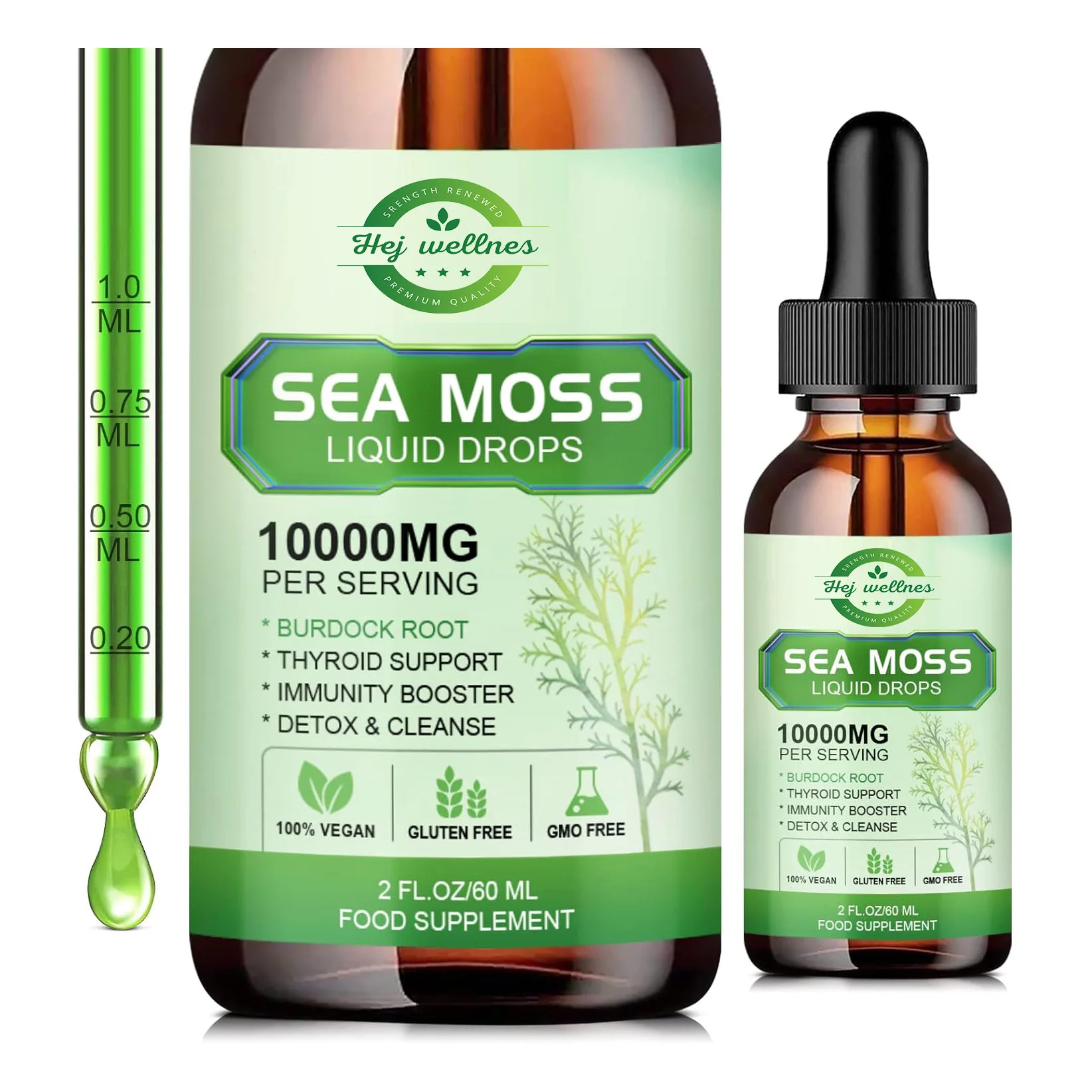 Vegan Sea Moss Liquid Drops Organic Irish Sea Moss Burdock Root Supplement Immune  Detox Cleanse Digestion Support