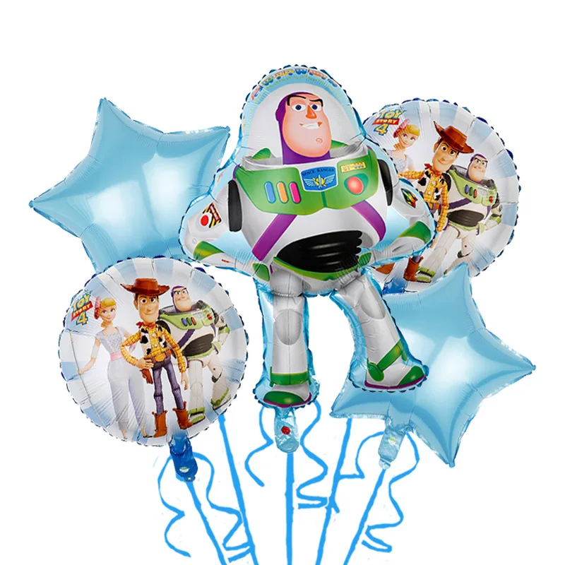 5 Pcs Cartoon Toy Story Woody Buzz Light Year Foil Balloons For Kids Air Balloons For Birthday Party Decoration