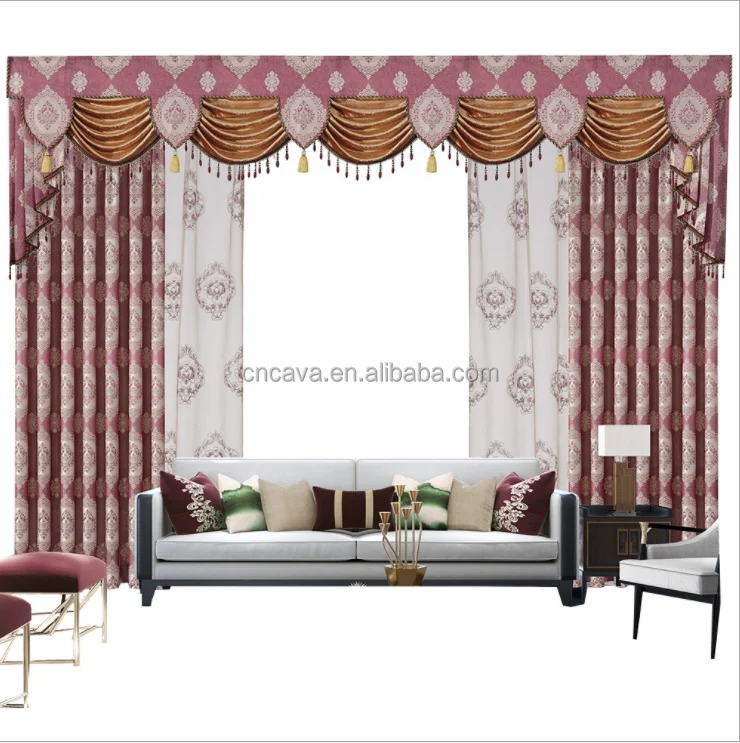 wholesale living room european luxury high quality jacquard blackout velvet fabric fashion curtains